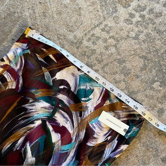 Anthropologie Boho Chic The Tilda Midi Slip Skirt in Abstract Artsy Print Large