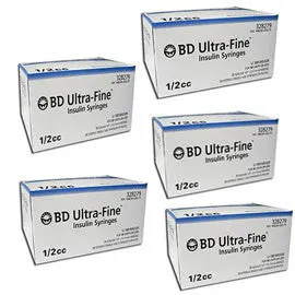 BD Ultra-Fine Insulin Syringes 30g 1/2cc 1/2in 90/bx - Case of 5 - (328279)