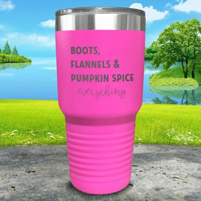 Boots Flannels and Pumpkin Spice Engraved Tumbler