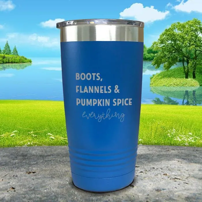 Boots Flannels and Pumpkin Spice Engraved Tumbler