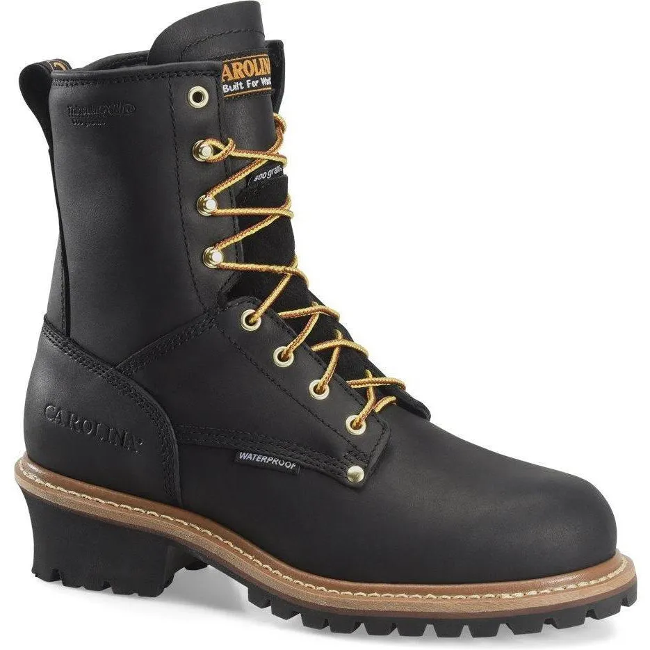 Carolina Men's Elm 8"� Steel Toe Waterproof INS Logger Work Boot - Black - CA5823