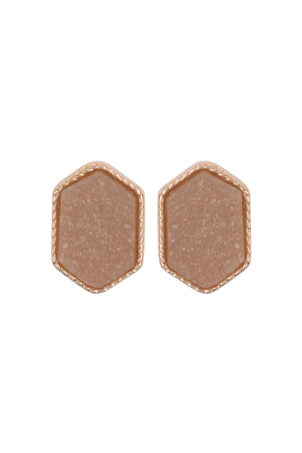 DRUZY HEXAGON POST EARRINGS