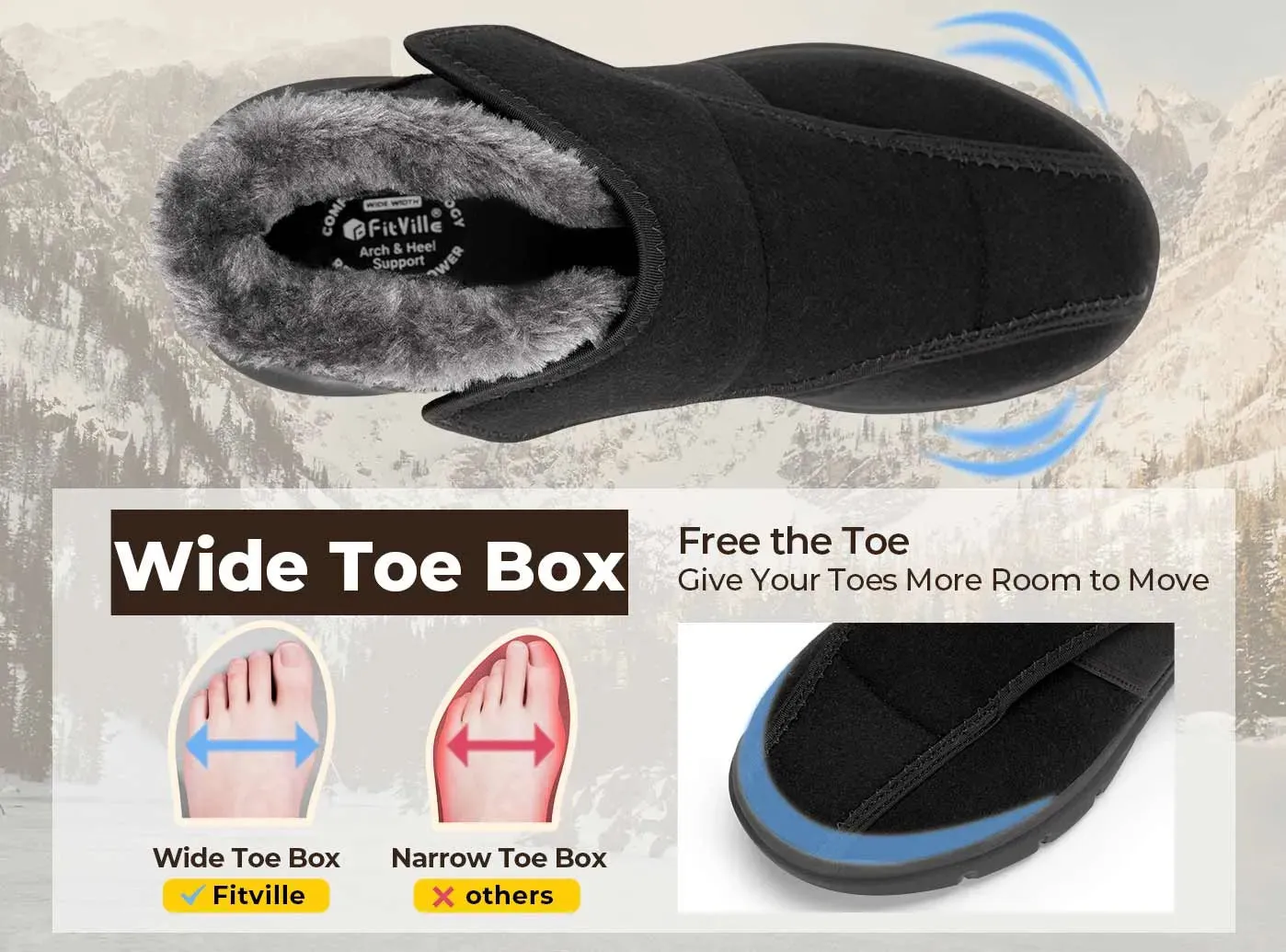 FitVille Men's EasyTop Diabetic Winter Boots V1 by FitVille