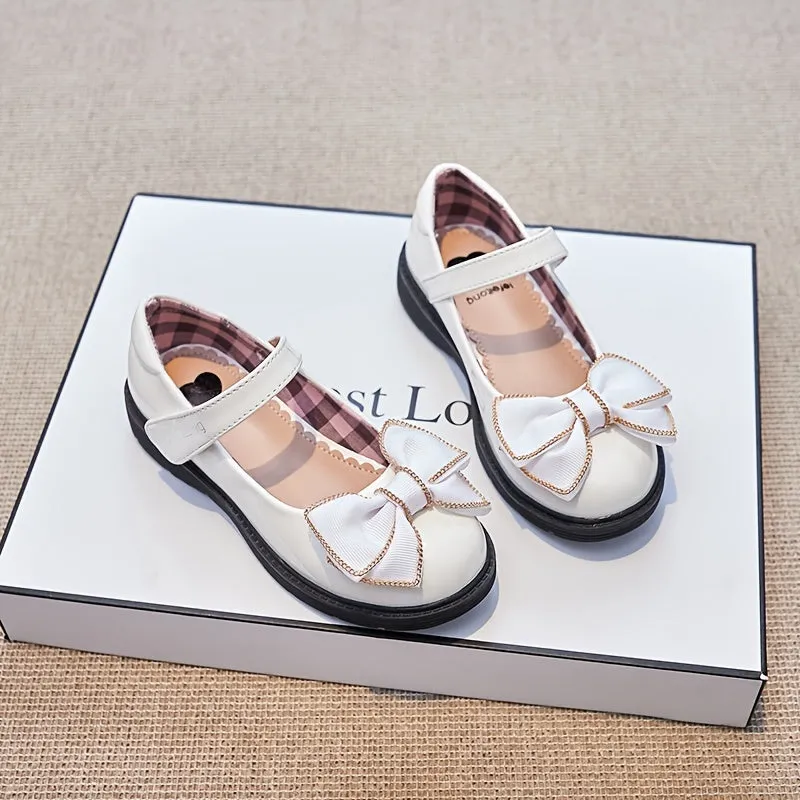 Girls Mary Jane Flats with Bowknot Decoration