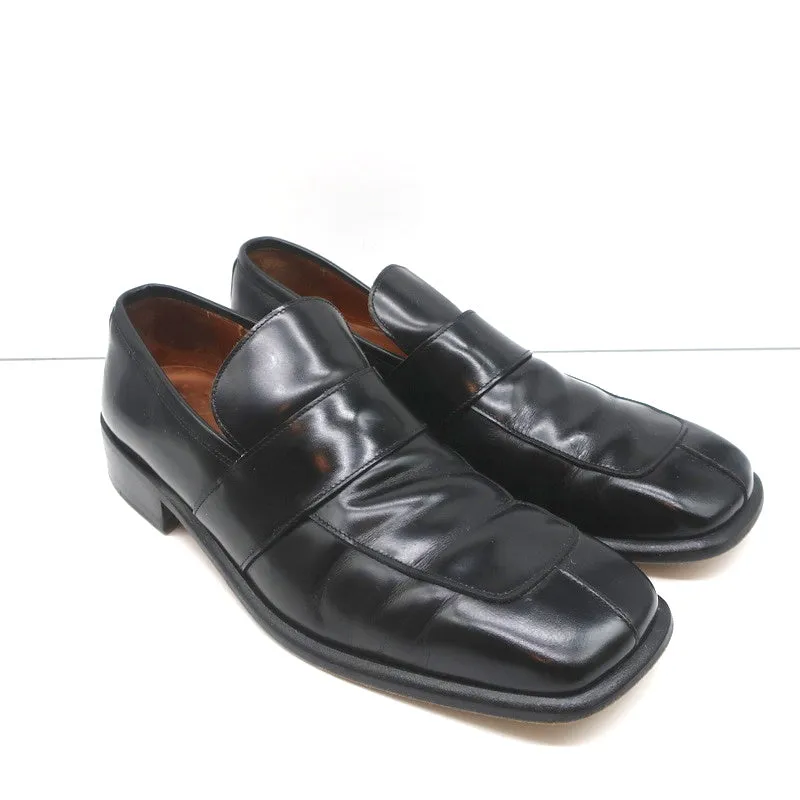 Gucci Square Toe Loafers Black Leather Size 43.5 E