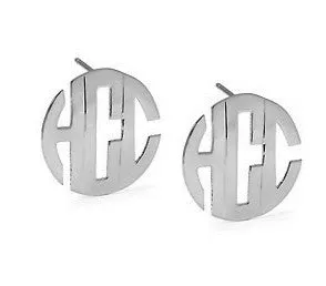 Jane Basch Block Monogram Post Earrings - Sterling Silver