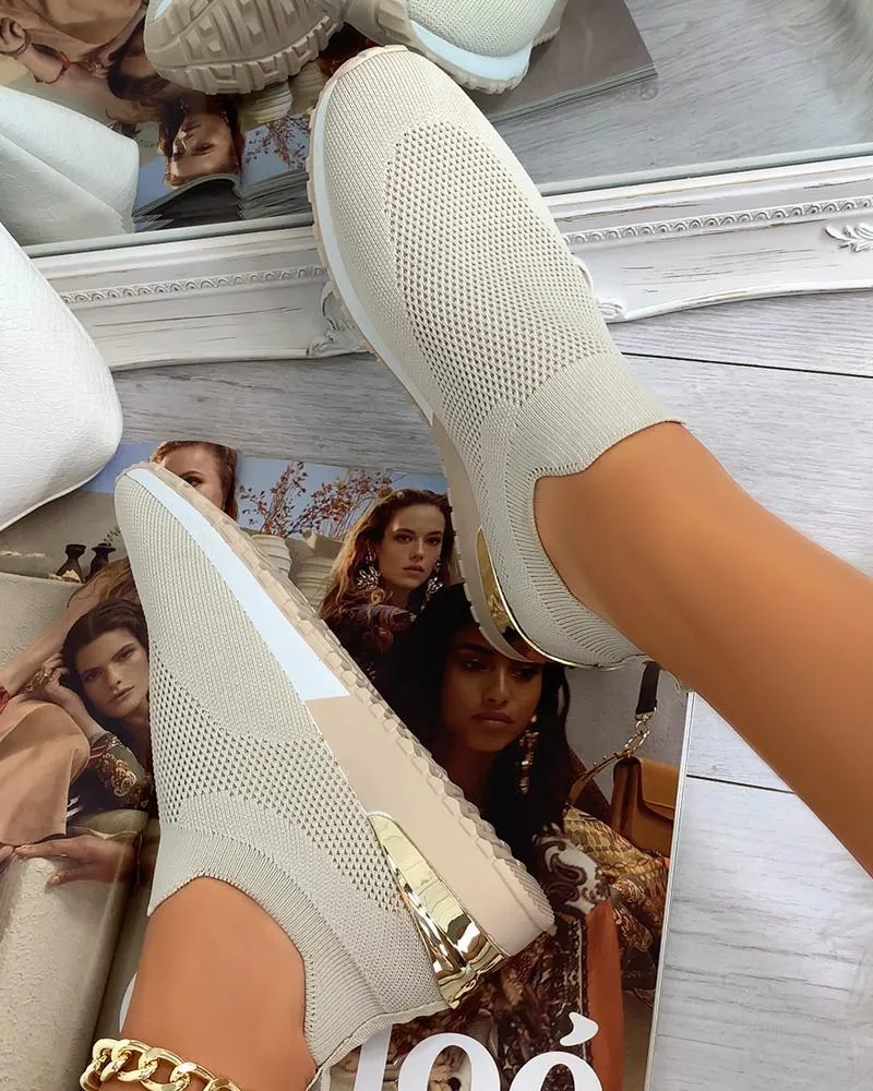 KB Elegant Elastic Slip-on Flat Shoes