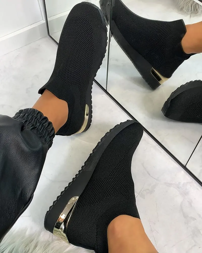 KB Elegant Elastic Slip-on Flat Shoes