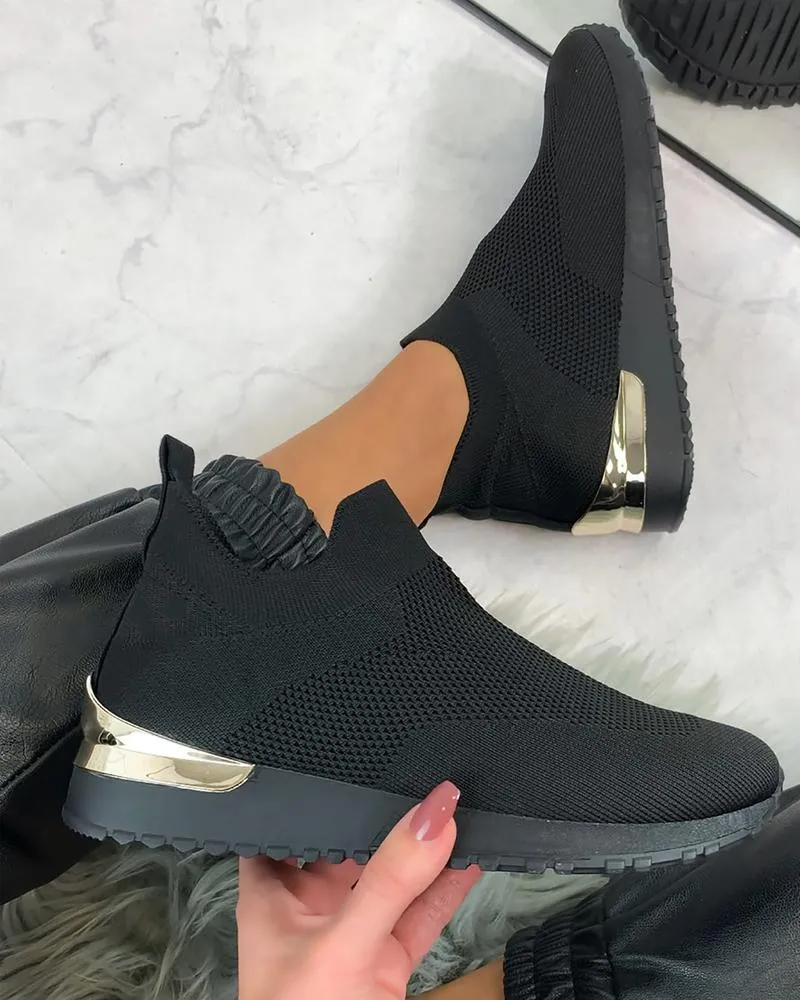KB Elegant Elastic Slip-on Flat Shoes