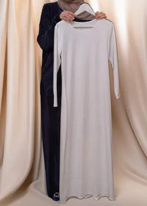 Marquis slip dress maxi length and long sleeve in white