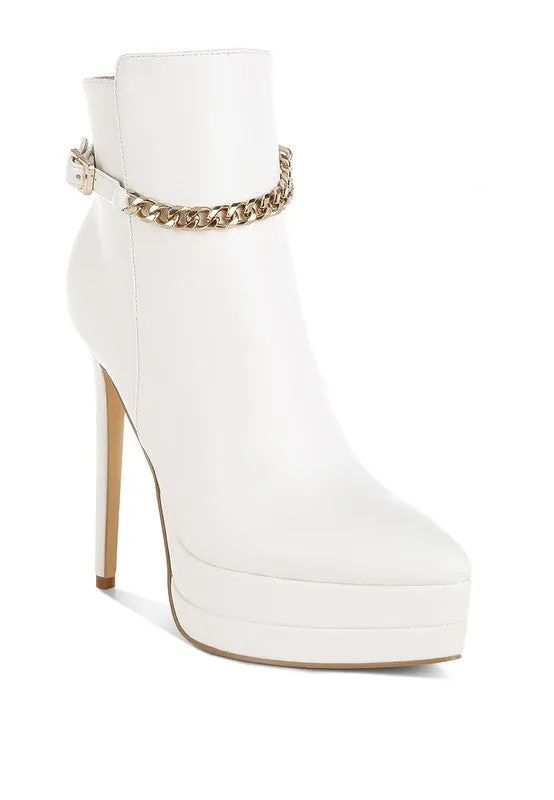 Narok Metallic Chain Detail 5" High Heel Stiletto Boots