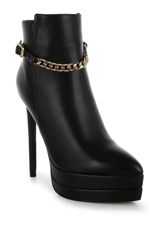 Narok Metallic Chain Detail 5" High Heel Stiletto Boots