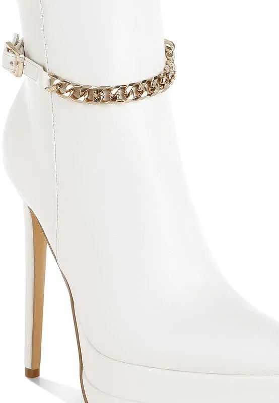 Narok Metallic Chain Detail 5" High Heel Stiletto Boots