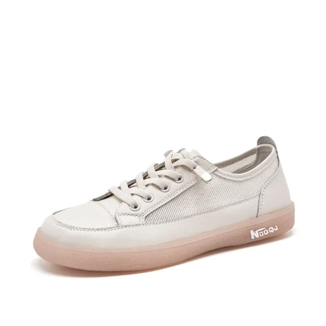 New Genuine Leather Women Sneakers Slip On Fashion Tennis Shoes