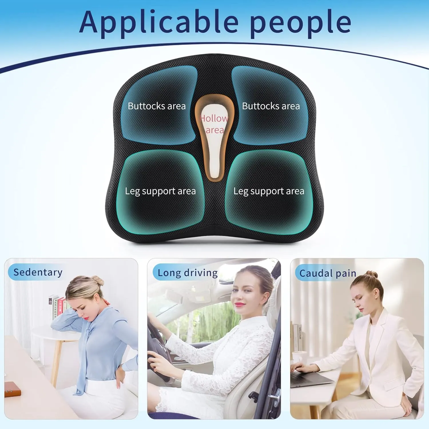Orthopedic Seat Cushion Pillow For Sciatica Prostate Tailbone Hemorrhoid Chair