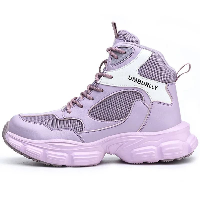 Purple Lightweight Steel Toe Winter Work Boots for Women Safety Shoes