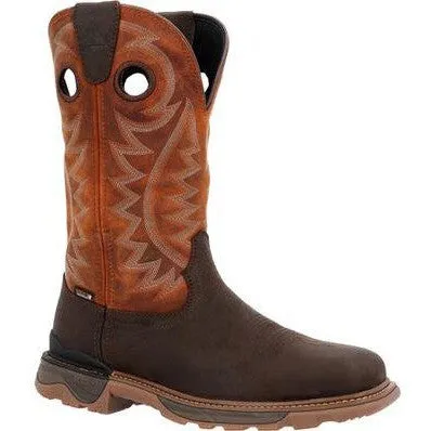 Rocky Men's Carbon 12" Square Toe WP Western Boot -Brown- RKW0415