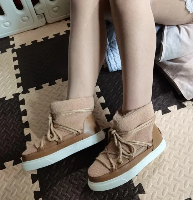 Round Toe Slip-On Cross Tied Fashion Booties Ladies Boats