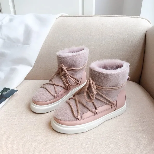 Round Toe Slip-On Cross Tied Fashion Booties Ladies Boats