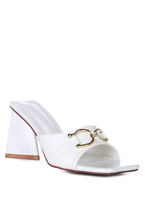 Salisbury Metal Buckle Detail Slider 3" Heel Sandals