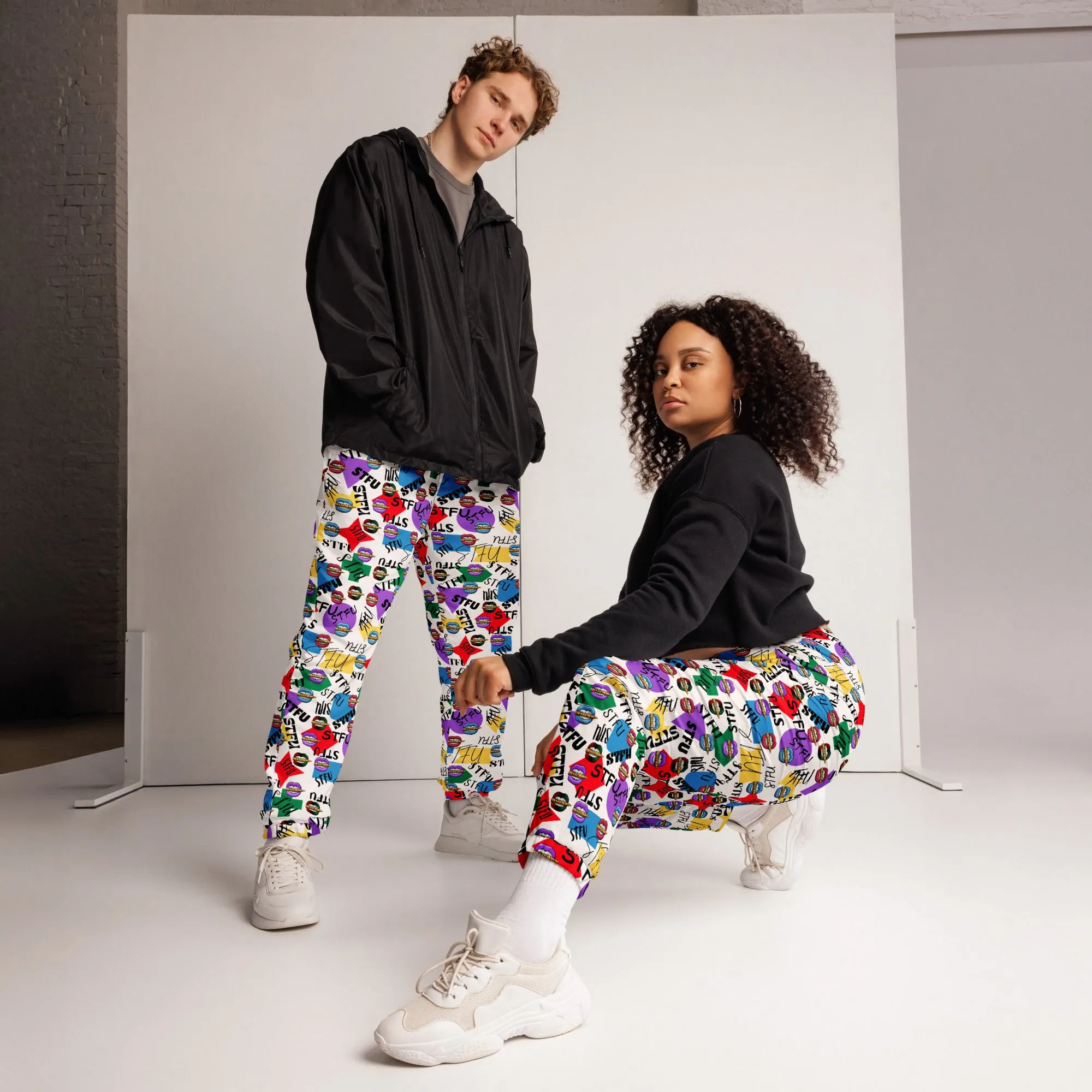STFU Logo and Colors Unisex Track Pants - White