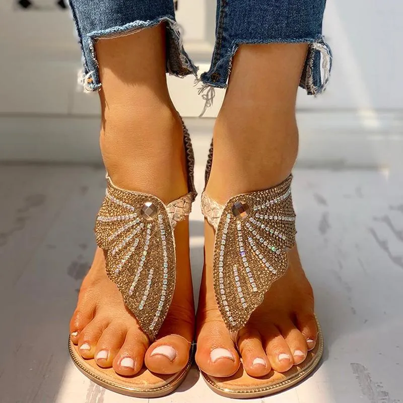 Studded Detail Toe Post Flat Sandals
