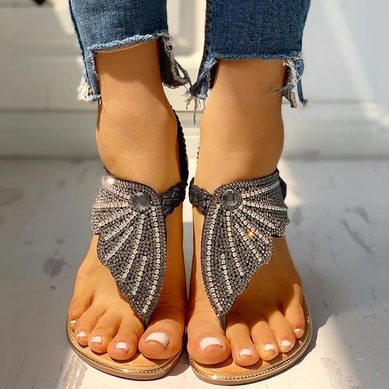 Studded Detail Toe Post Flat Sandals