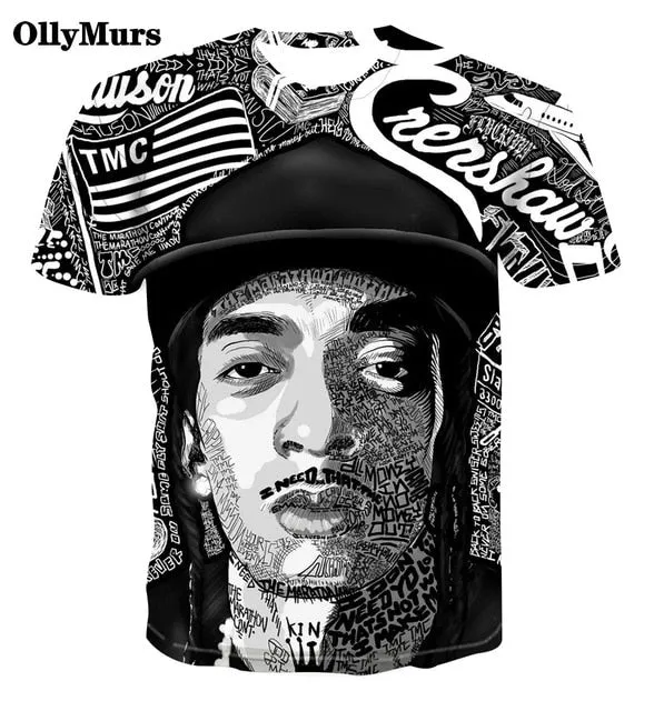 Summer 2020 Hot Sale 3D Printed T-shirt Men's NIPSEY Graphic T-shirt Fashion Slim Sports T-shirt Campus Hip Hop Wind Street Wear