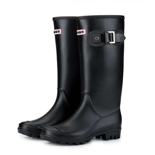 Women High Warm Lined Rain Boots Anti-slip Waterproof Insulated Pull-on