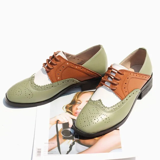 Women oxford Spring shoes genuine leather loafers