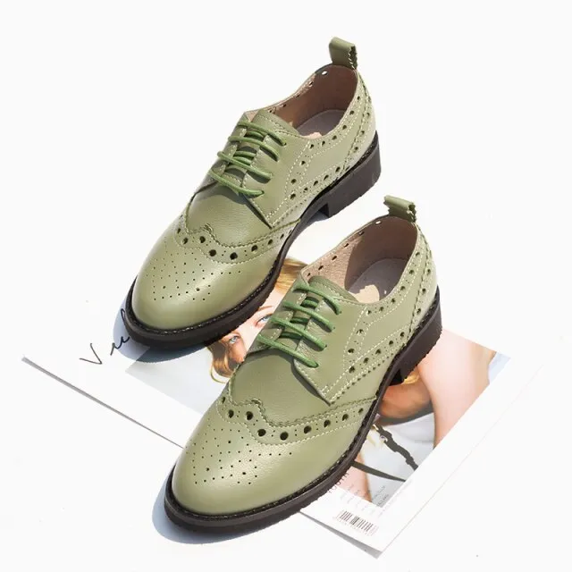 Women oxford Spring shoes genuine leather loafers