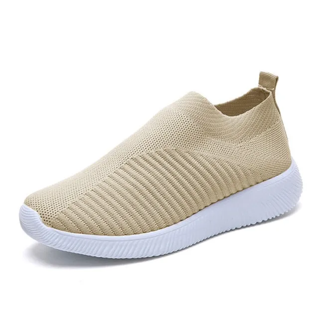 Women Slip on Soft Ladies Casual Running Shoes Knit Sock Shoes Flats
