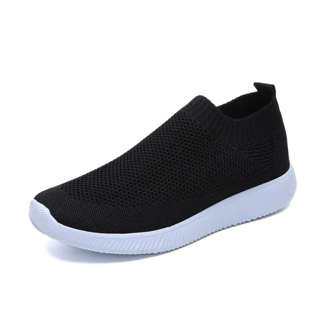 Women Slip on Soft Ladies Casual Running Shoes Knit Sock Shoes Flats
