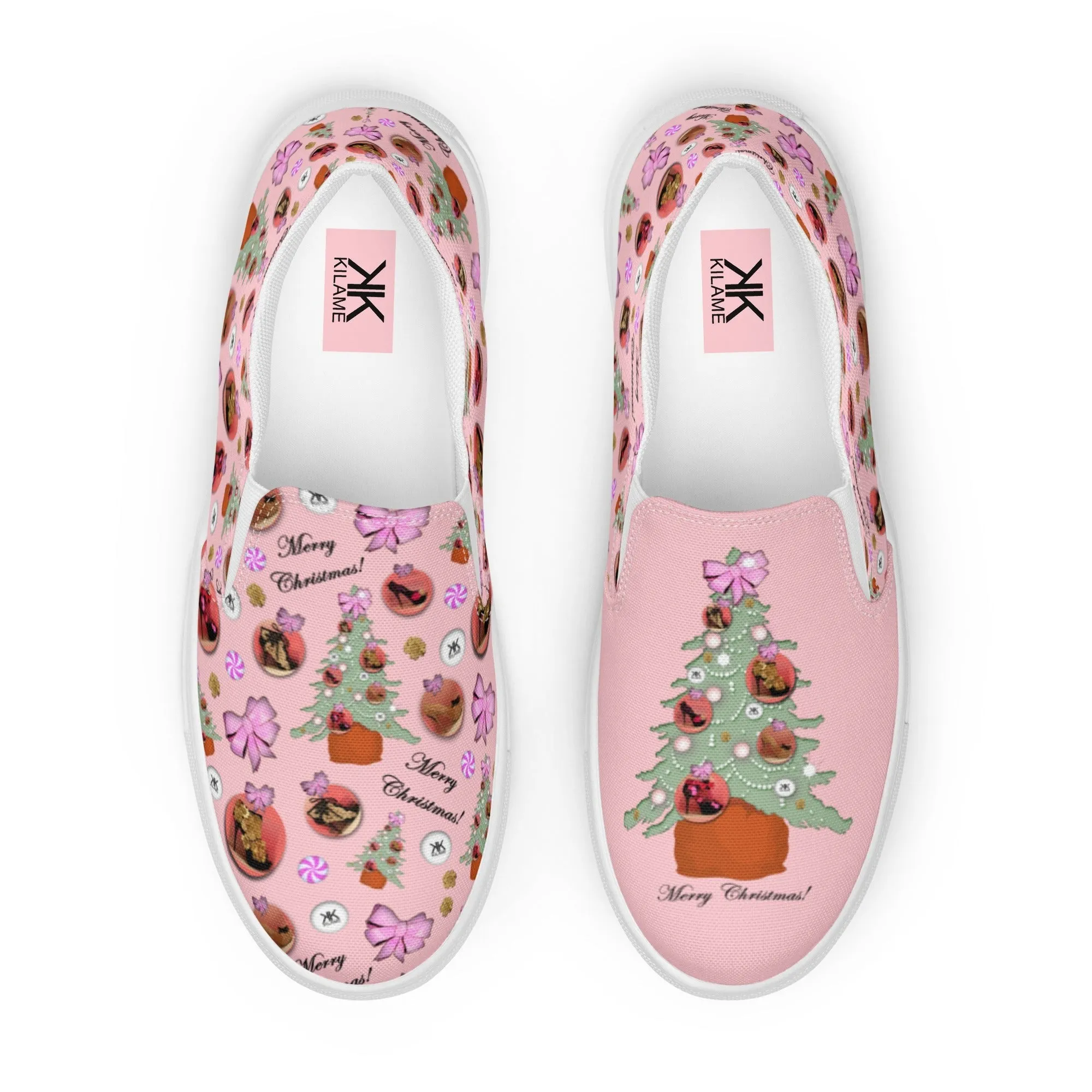 Women’s slip-on canvas shoes 'Pink Christmas'
