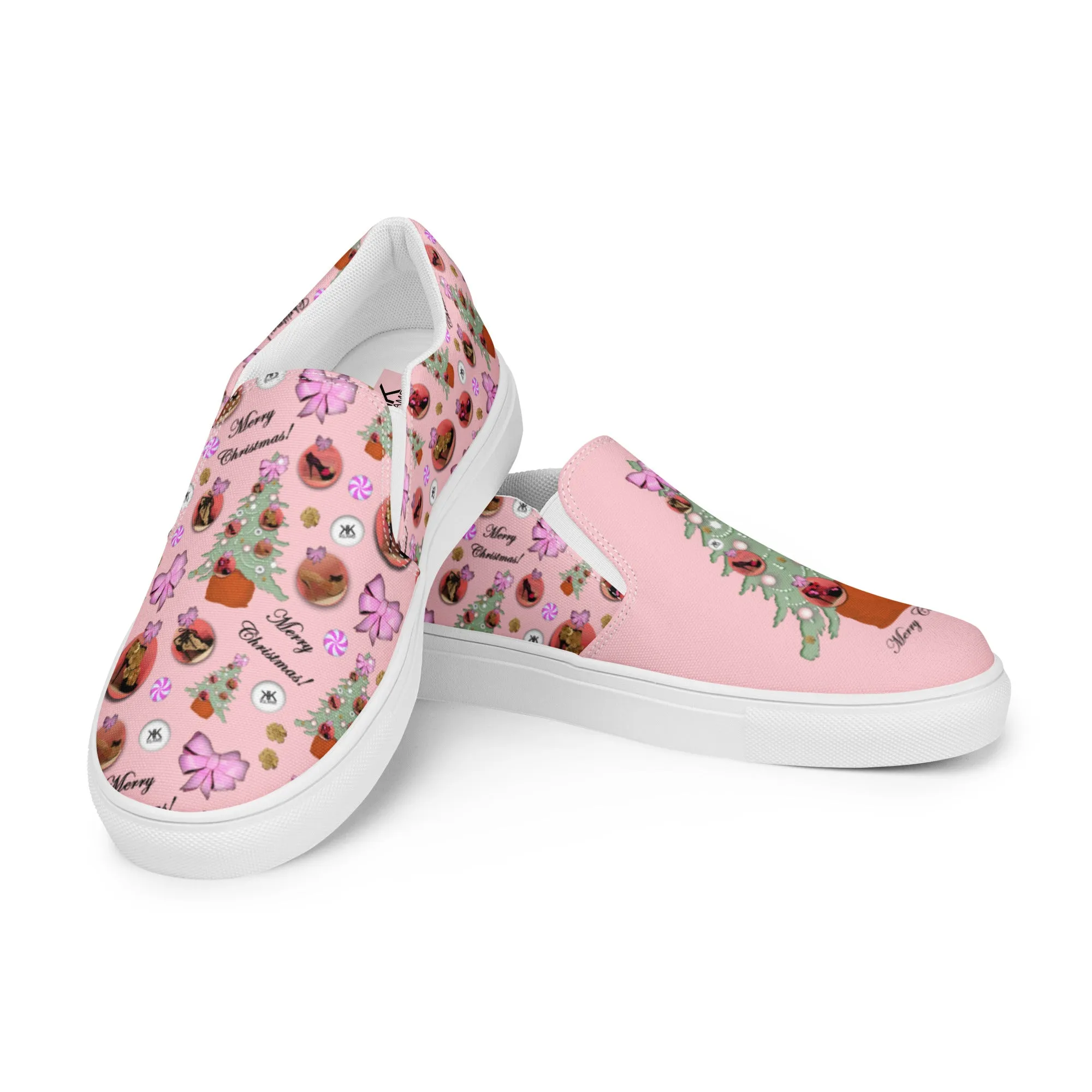 Women’s slip-on canvas shoes 'Pink Christmas'